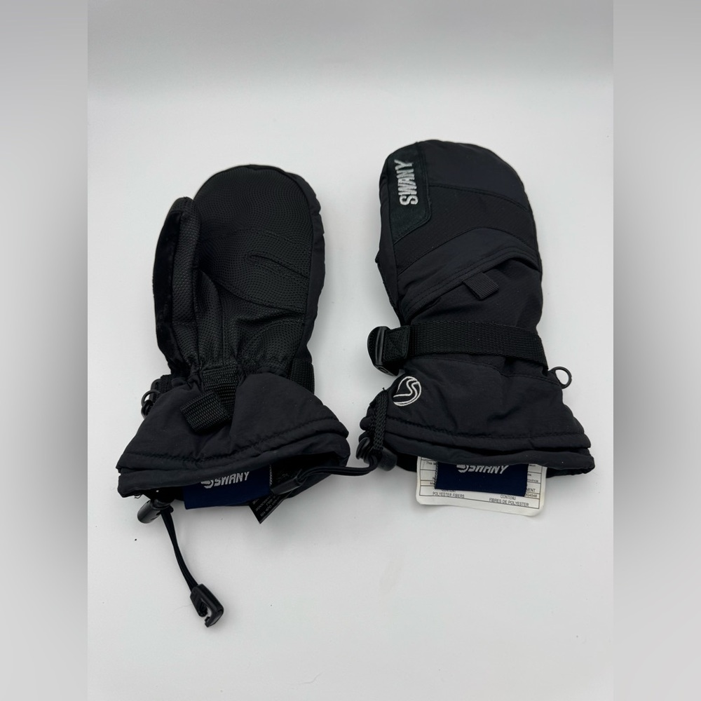 Black Kids Mittens Unisex Youth Large (9-10)
